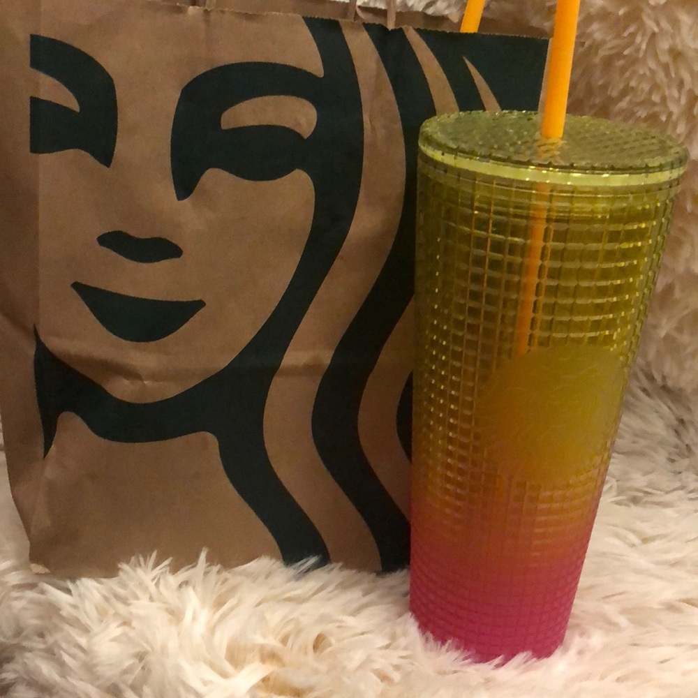 Starbucks 2022 summer yellow & pink ombré studded Tumbler